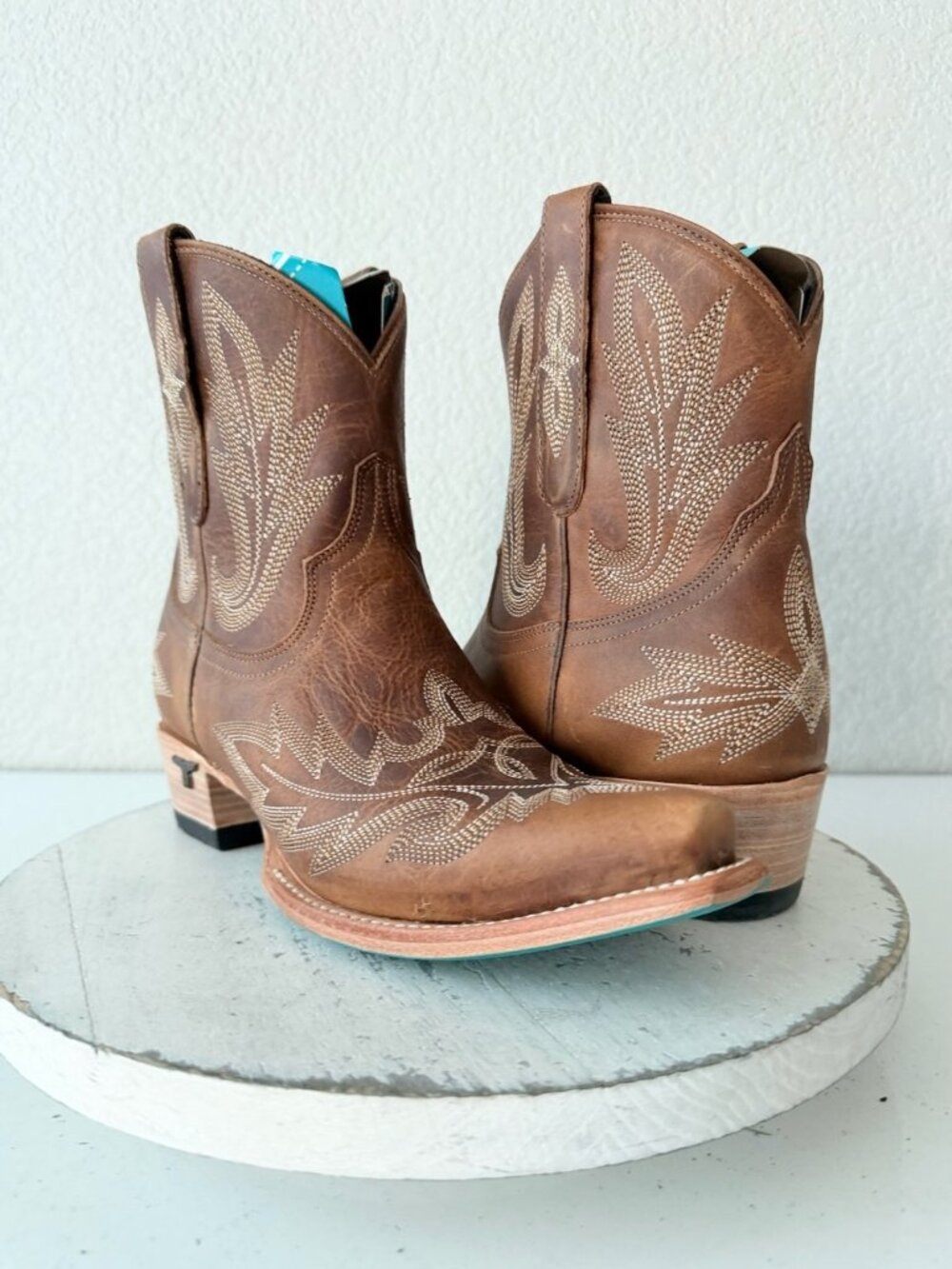 Lane Boots LEXINGTON Brown Cowboy Bootie Womens 8 Western Cowgirl Short Snip Toe